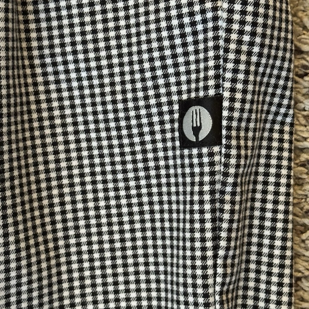 Chefworks Chef Pants Xl Black White Check Elastic Waist Drawstring Kitchen View 6